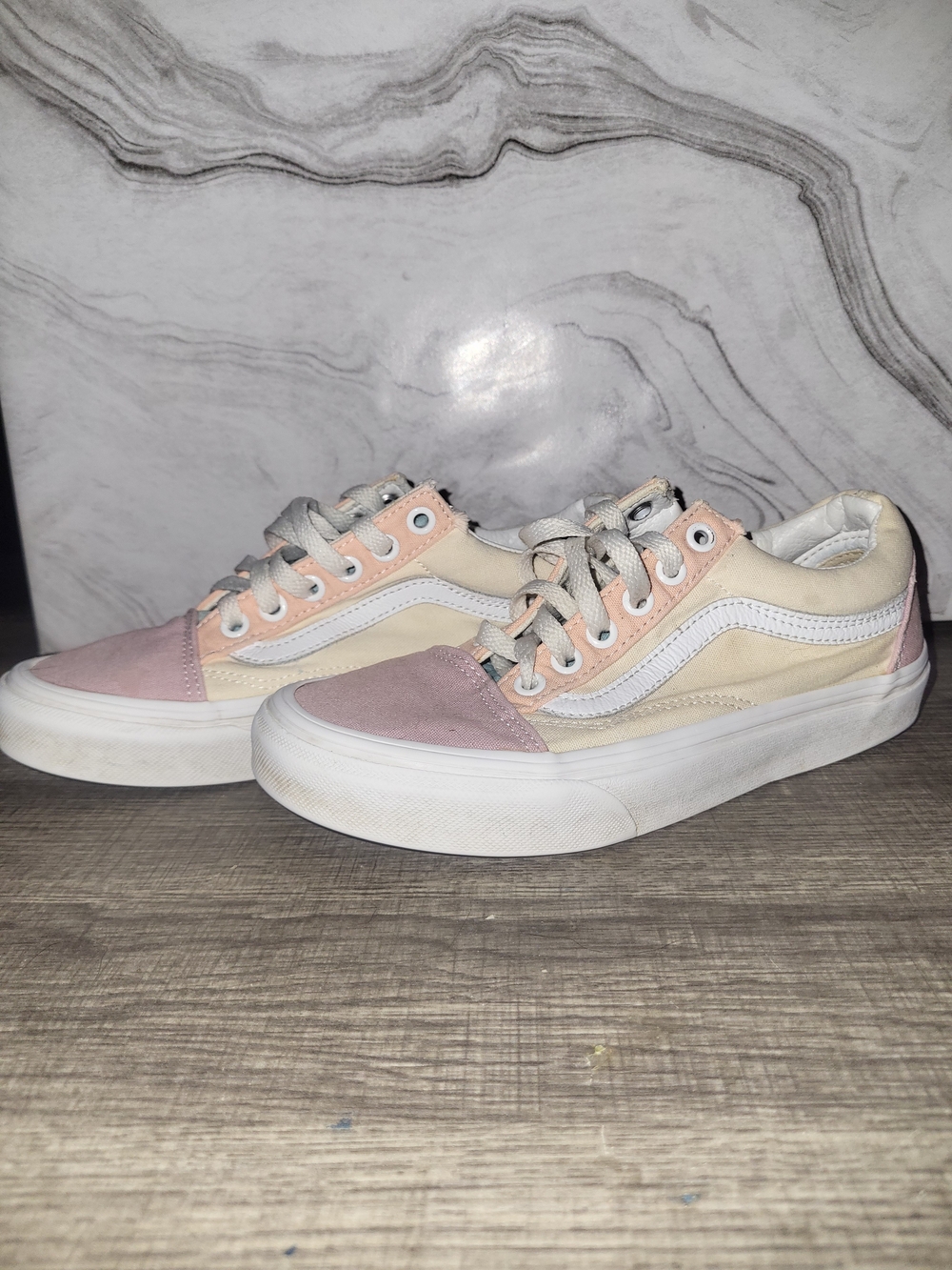 Vans Women's Pastel Pink & Cream Old Skool Sneakers